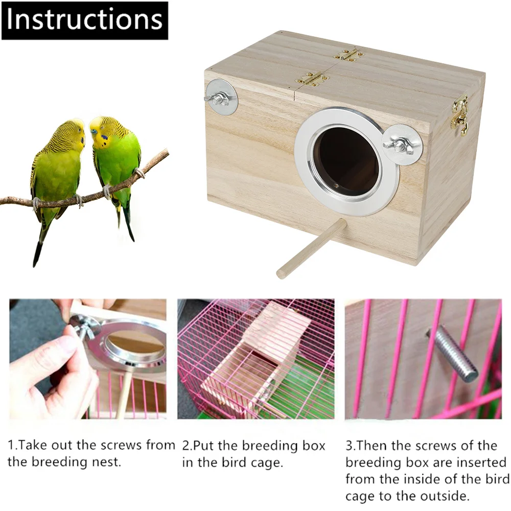 Parakeet Nesting Box Bird House Budgie Wooden Breeding Cage Parrot Mating Box Nest Aviary Lovebirds Finch Cockatiel Cage bird house,artificial bird nest