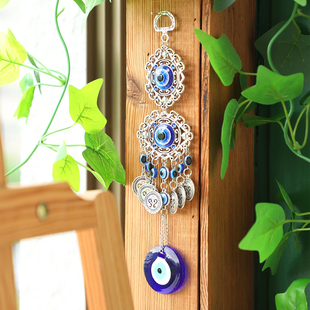 

Turkish Blue Evil Eye Home Decor with Butterfly Hamsa Protection Boho Wall Hanging Room Decoration Ornament Christmas Gift