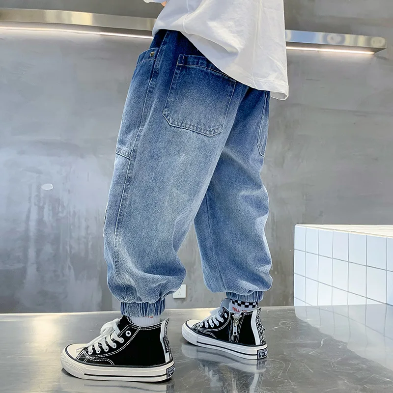 Boy Cargo Jeans New Children Denim Pants for Boys Loose Trousers Spring Autumn