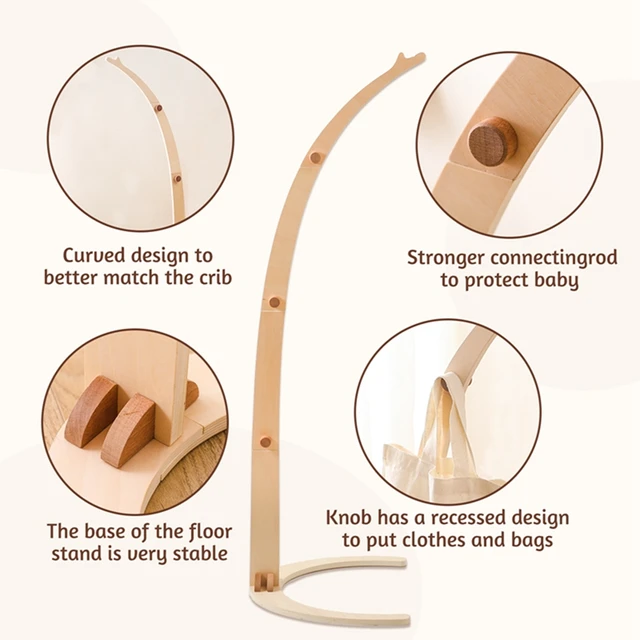 Suporte de Brinquedos Móveis de Madeira para Berços de Bebês
