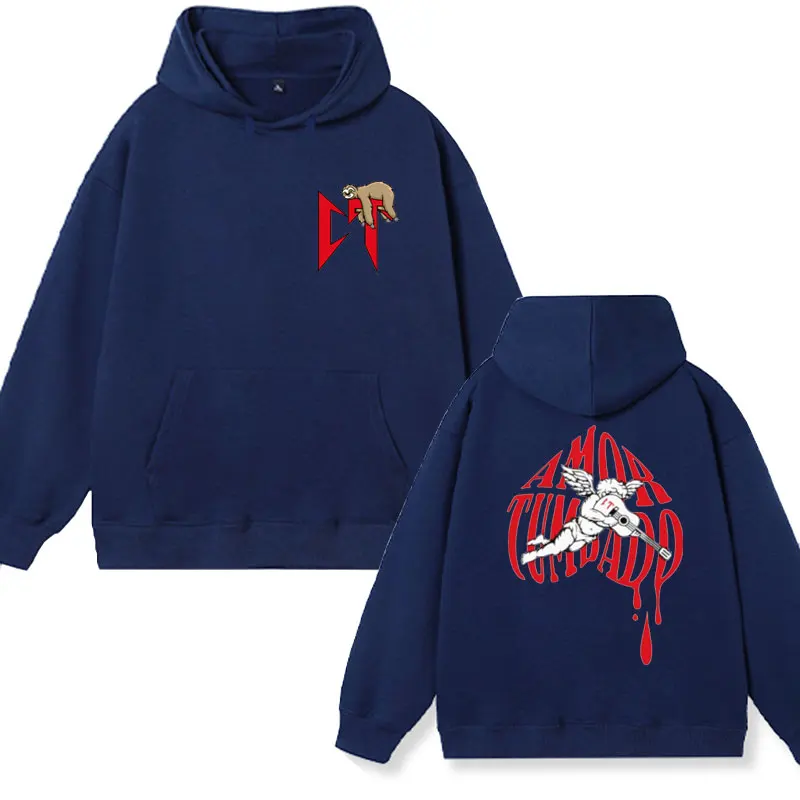 Singer Natanael Cano Amor Tumbado Sloth Print Hoodie Men Women's Fashion Pullover Sweatshirts Oversized Streetwear Hoodies Male