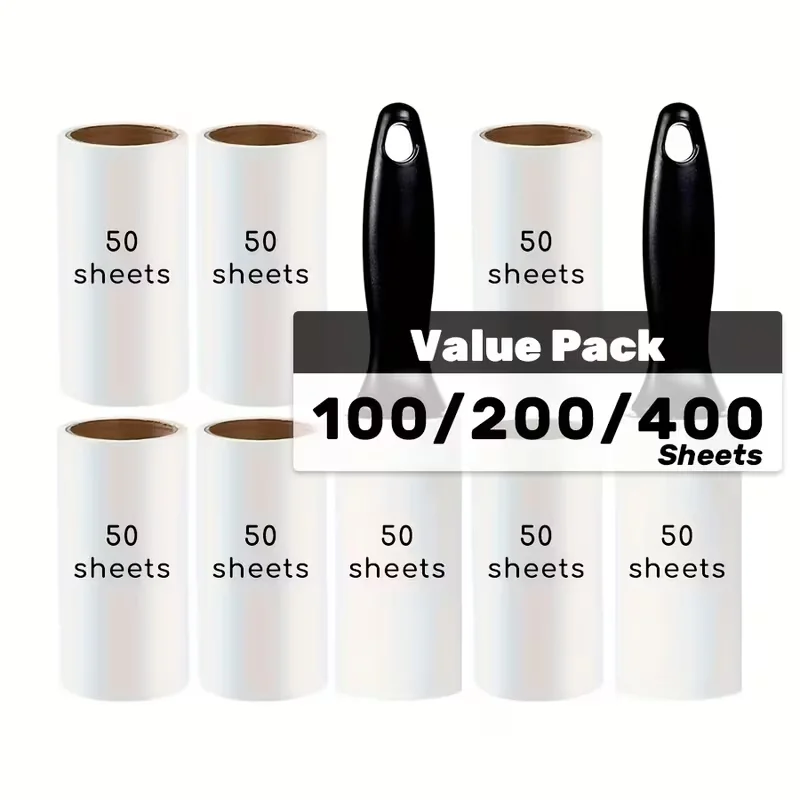 400/200/100 Sheets, Lint Roller, Pet Hair Remover Roller, Lint Roller Refills, Tearable Sticky Roller, Lint Rollers for Pet