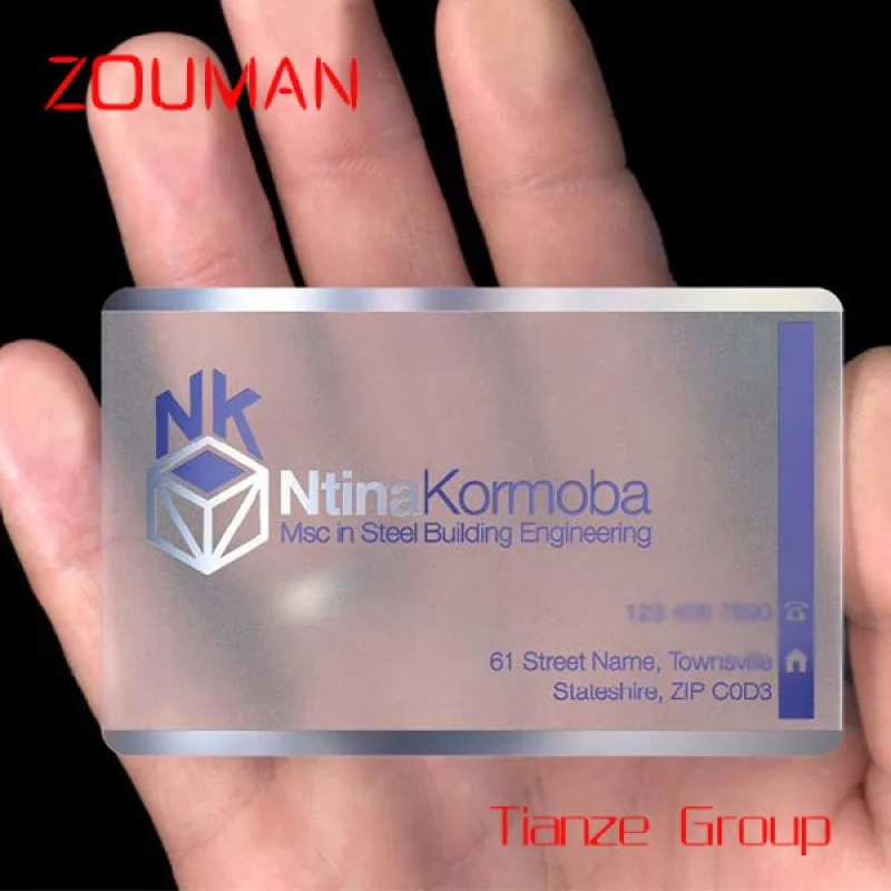 Custom , Custom Design CR80 Size Matt Clear Name Card Transparent PVC Card Embossed Transparent Plastic Business Card
