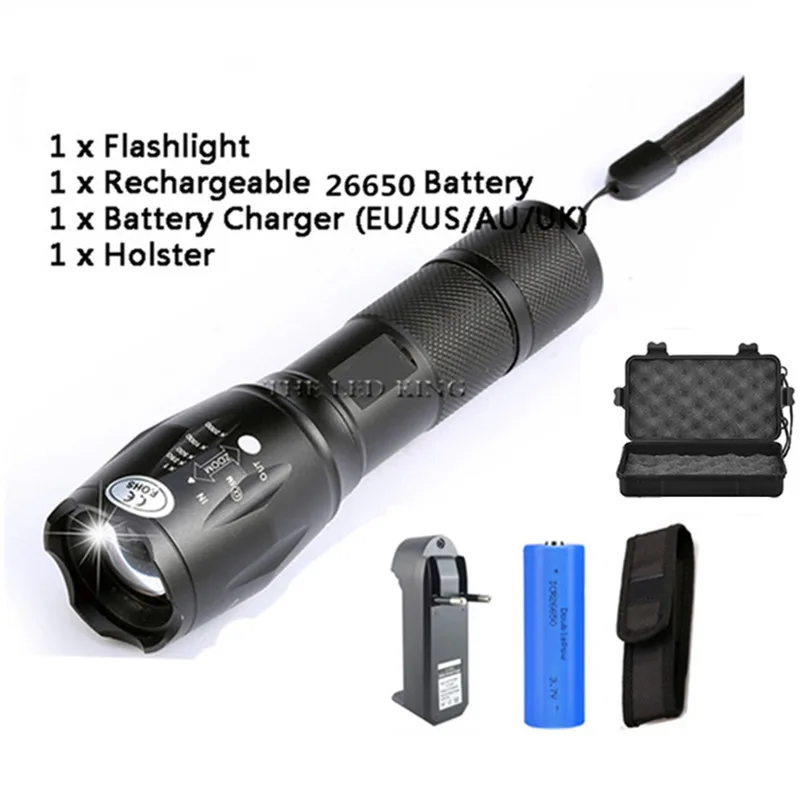 Flashlights XML-T6 V6 LED Flashlight Tactical Flashlight Rechargeable Flashlight Waterproof Torch Use 18650 Battery for Camping keyring torch Flashlights