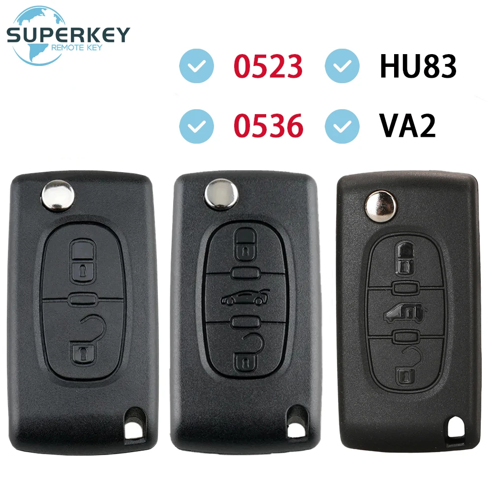 Key Case SUPERKEY Replacement For Peugeot Partner 207 307 308 407 607 807 For Citroen C2 C3 C4 C5 Berlingo Remote Flip Car