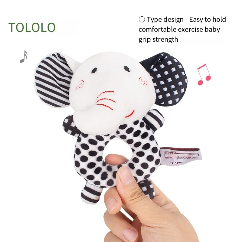 Newborn visual training black and white hand grip rattle exercise baby gripping ability to soothe baby toys importable 3
