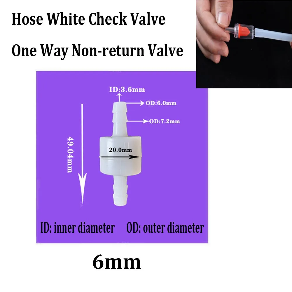 Check Valve 1 Way Non-return Valve Equal Ends 4/6/8/10/12mm For Water Petrol Diesel Oils And Other Fluids Plastic Transparent check valve