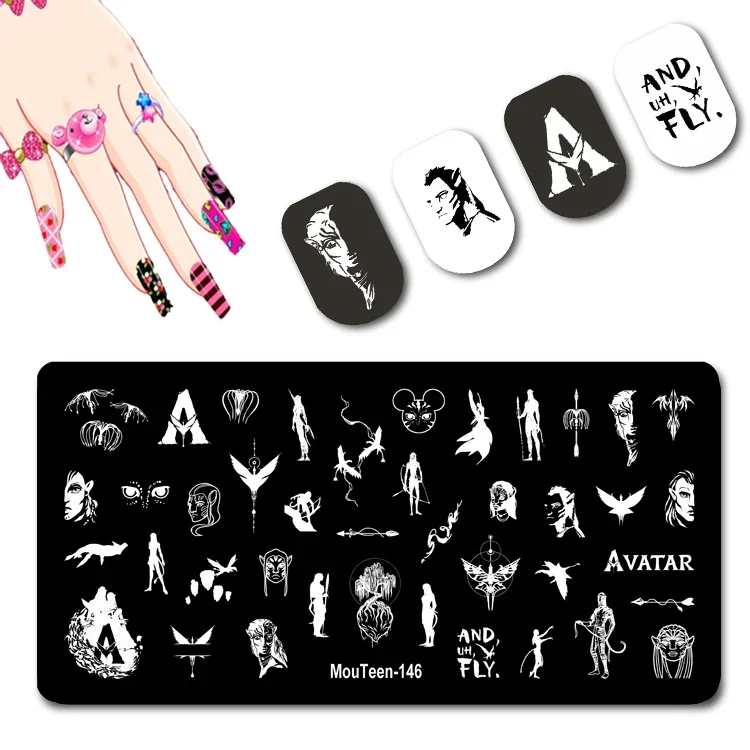 

Disney Avatar Nail Stamping Plate Mouteen-146 Avatar Man Nail Stamp Plates Cartoon Figure Nail Stamp Plates #146