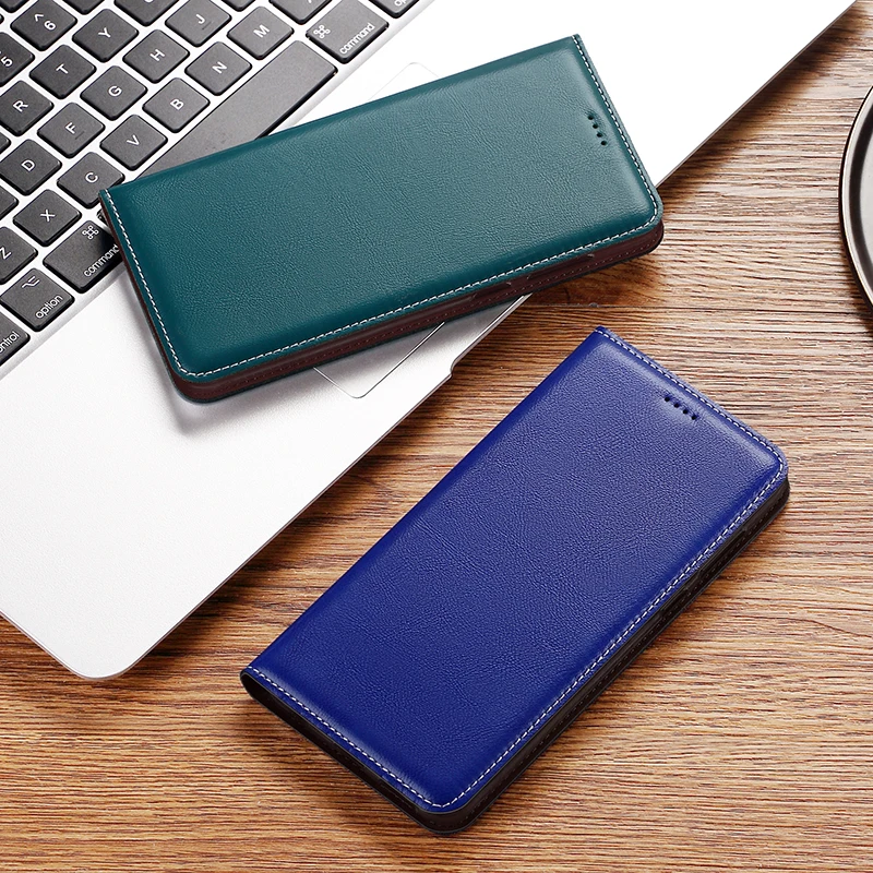 Elegant Real Leather Phone Case with Kickstand and Card Pocket Flip Cover