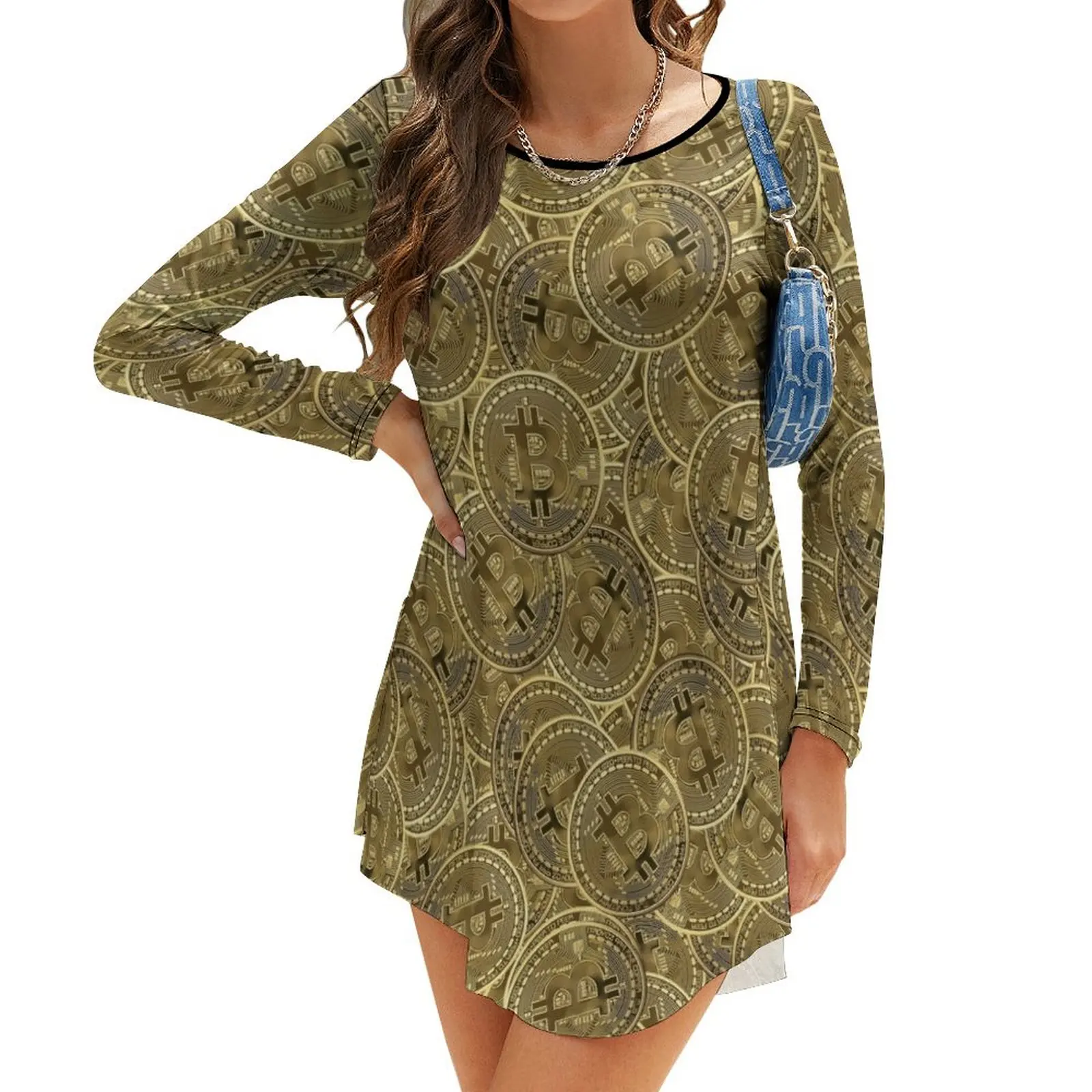 

Bitcoin Long-Sleeve Dress party dresses women summer dress korean women dress korean style