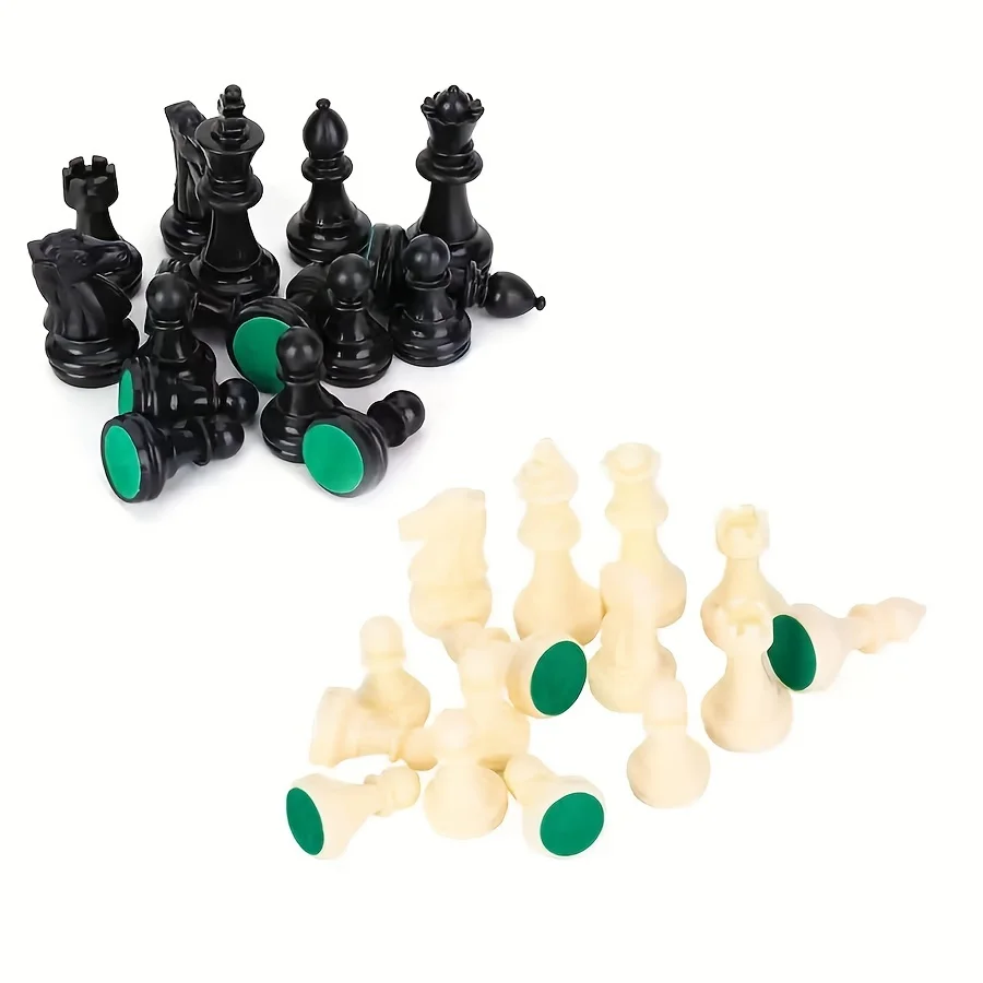 32pcs Plastic Chess Pieces Black and White Tuba king 9.7cm high Magnetic Chess Set Board Game