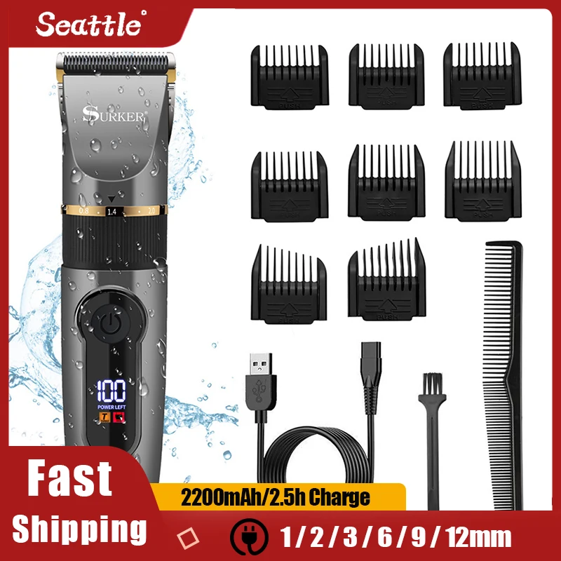 

LCD Charge Hair Clipper Electric Fader Professional Hair Trimmer Stainless Steel Shaving Head Barber Cutting For Men Machine