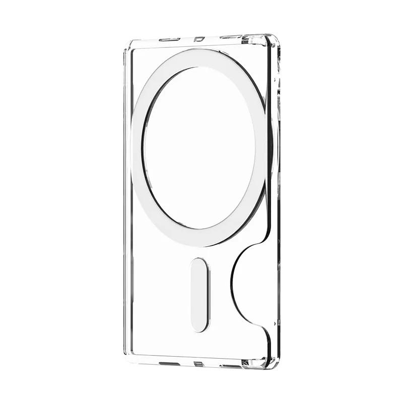 Transparent Magnetic Phone Case with Adhesive Card Holder and Strong Magnetic Card Sleeve