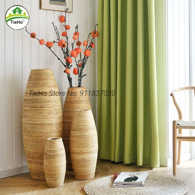 

Rattan Large Flower Pot, Floor Vase, Home Decor, Living Room Decoration, Floor Stand Rattan Vase Tall