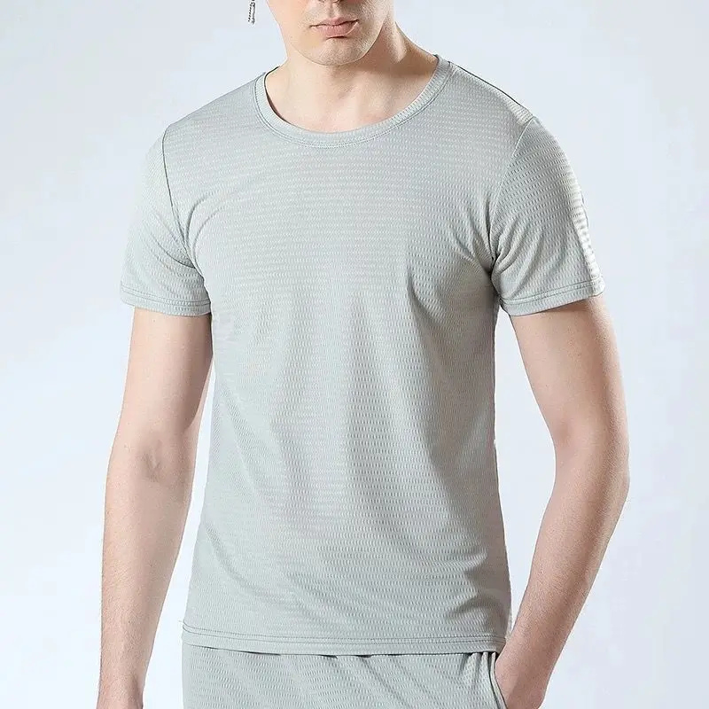 2024 new Summer Ice Silk T-shirt Men's Cold Short Sleeve O-neck Stretch Quick-drying Breathable Sports Shirt T Shirt Men