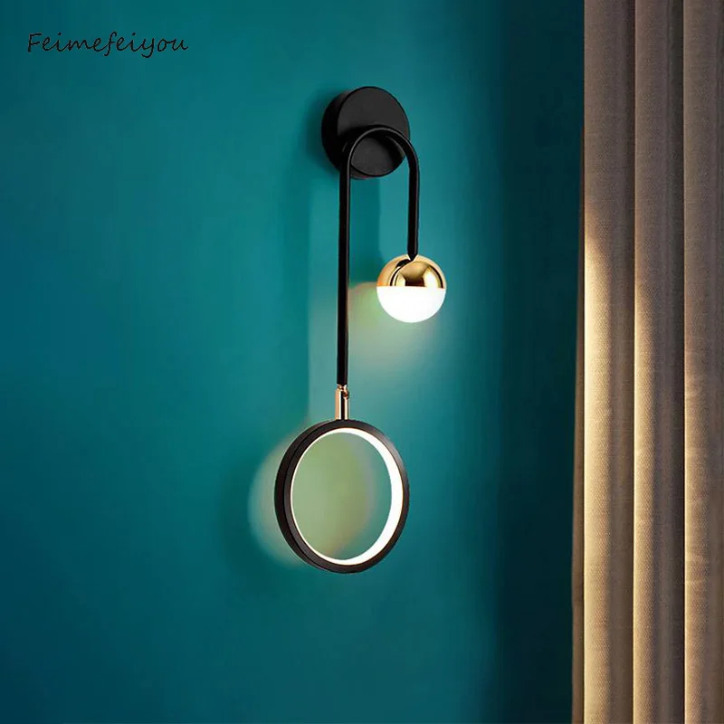 Modern Led Interior Wall Light Headboards Round Ball Background Wall Lamp Aisle Living Room Nordic Creative Decoration WallLamps