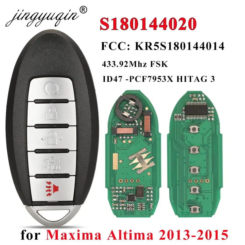 S 180144020 Prox Smart Remote Autoschlüsselanhänger 433 MHz ID47 für Nissan Altima Maxima 2013 2014 2015 KR5S 180144014 Schlüssellos 7812D-S 180014