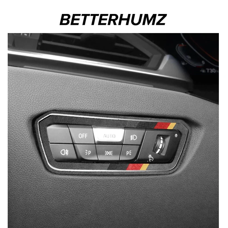 Alcantara BMW G20 G21 G22 G23 G26 G28 3 시리즈 헤드라이트 스위치 버튼 패널 트림, M 퍼포먼스 스티커, 내부 액세서리