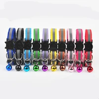 Nylon Pet Collar Night Safety Reflective Cat And Dog Collar Adjustable Pet Necklace Cartoon Cat Head Colorful Bell Pet Leash 2