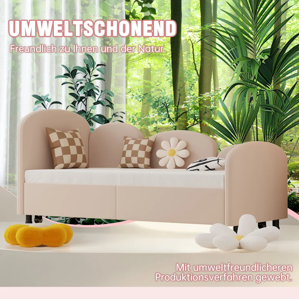 SOFTSEA Twin-Size-Tagesbett, Aufbewahrungsschubladen, samtgepolstertes Tagesbett, Schlafzimmer, Wohnzimmer, modernes Schlafsofa, Tagesbett, Rahmen für Wohnzimmer – Detail 25