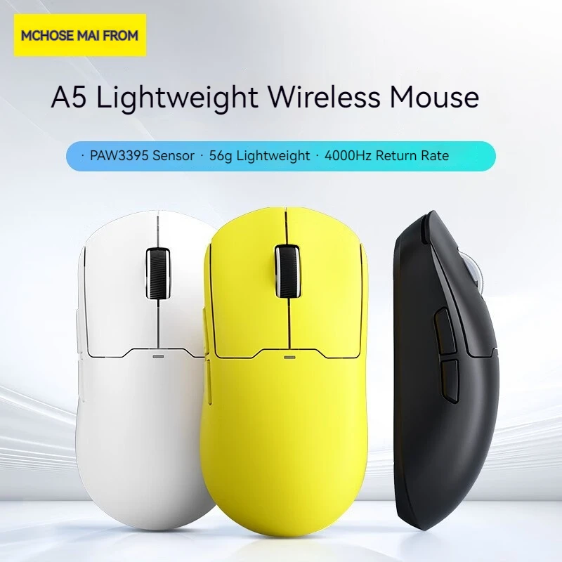 

Mai Cong Mchose A5 Wireless Gaming Mouse Three-mode E-sports Long Battery Life Paw3395 Lightweight Design Mouse Office Supplies.