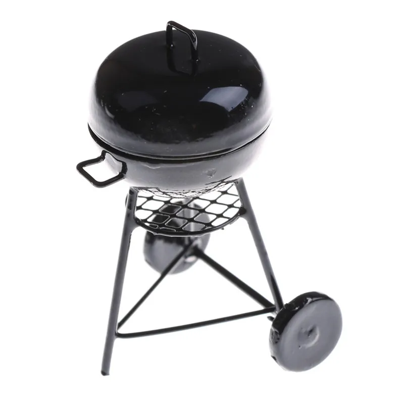 1:12 Dollhouse Miniature Black BBQ Grill Model Kitchen Accessories For Doll House Garden Outdoor Decor Kids Pretend Play Toys 5
