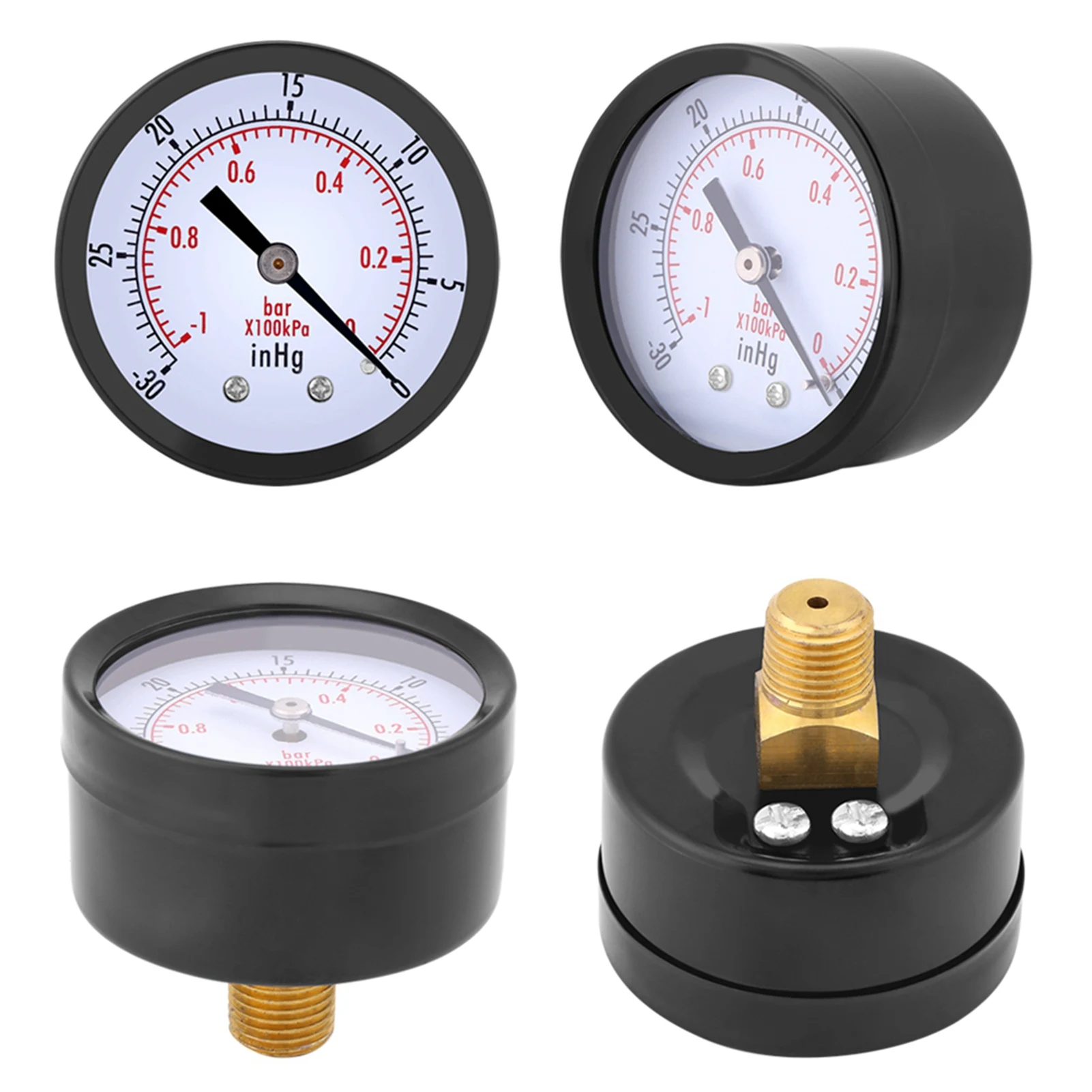 50-15psi 0~1bar Water Pressure Gauge Meter Manometer 1/4" NPT