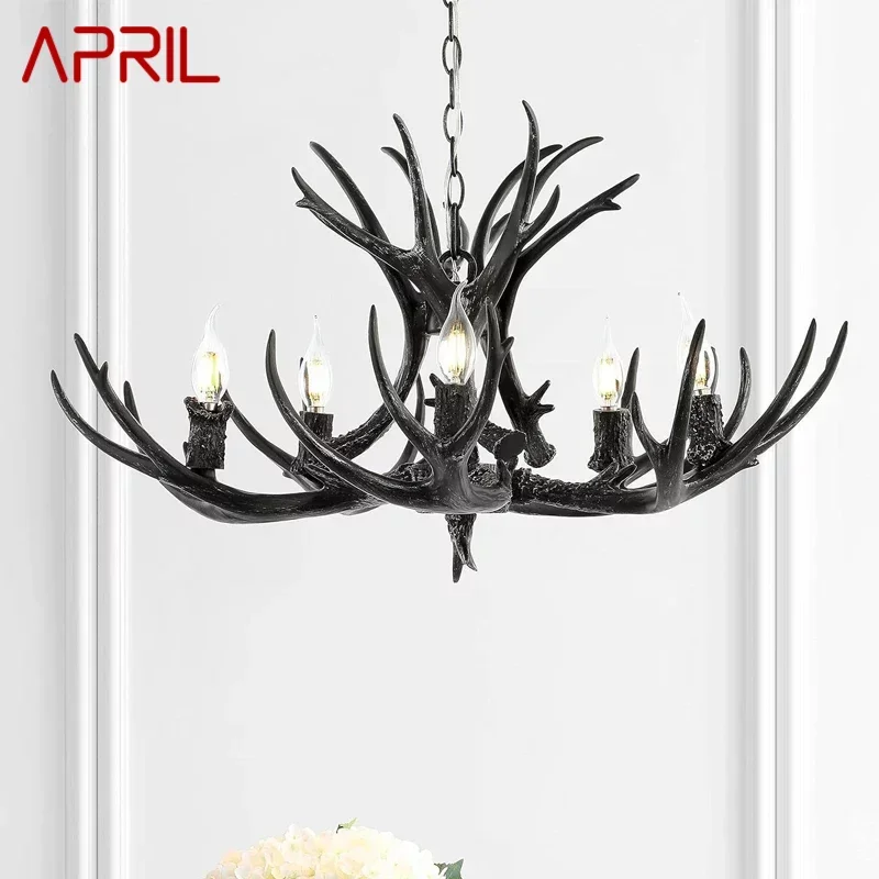 

APRIL Nordic Antler Pendent Lamp American Retro Living Room Dining Room Villa Coffee Shop Clothing Store Decoration Chandelier