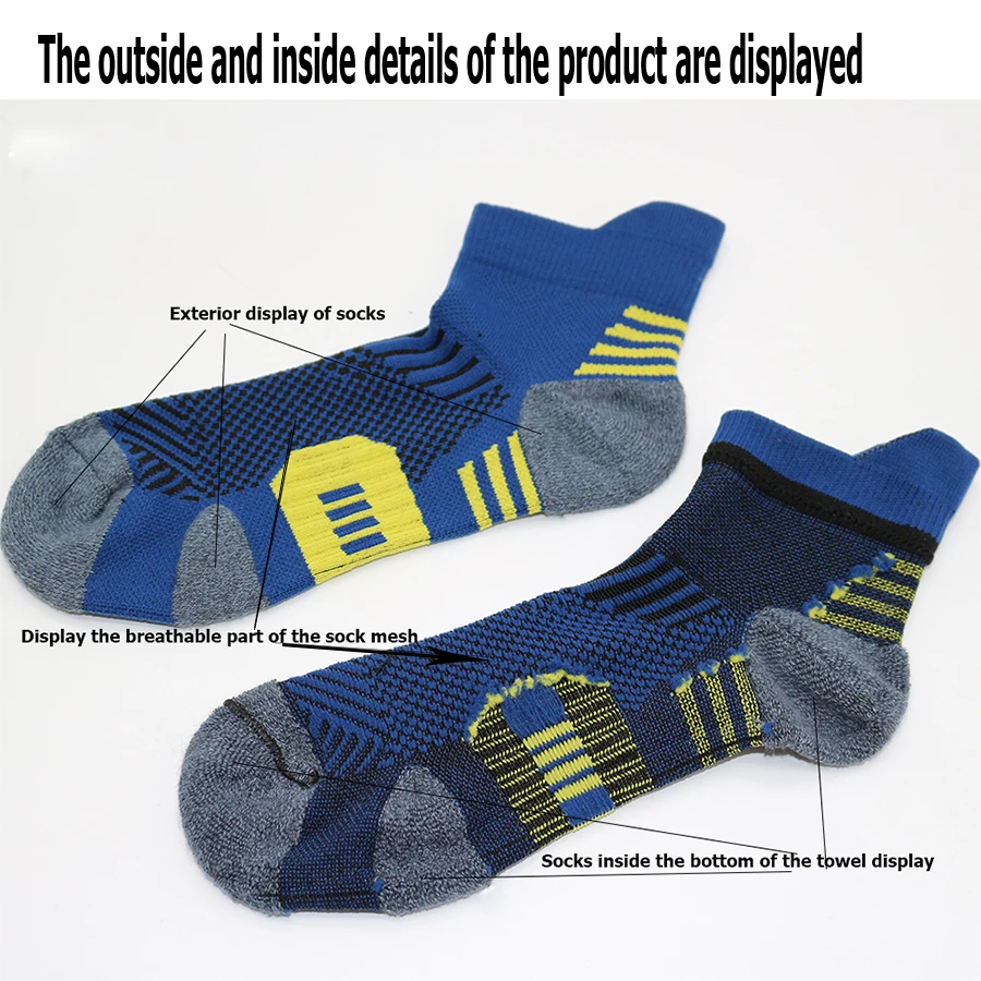3Pair Professional Fitness Sports Socks Towel Bottom Non-Slip Running Socks Men Women Short Quick-Drying Basketball Training