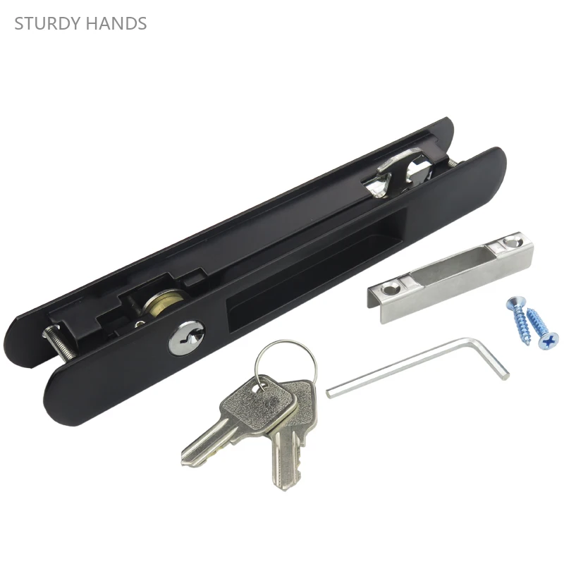 Liga de Zinco Sliding Door Lock Fivela Faixa Double-sided Lock Ponte Quebrada Liga de Alumínio Gancho 90 tipo 1set