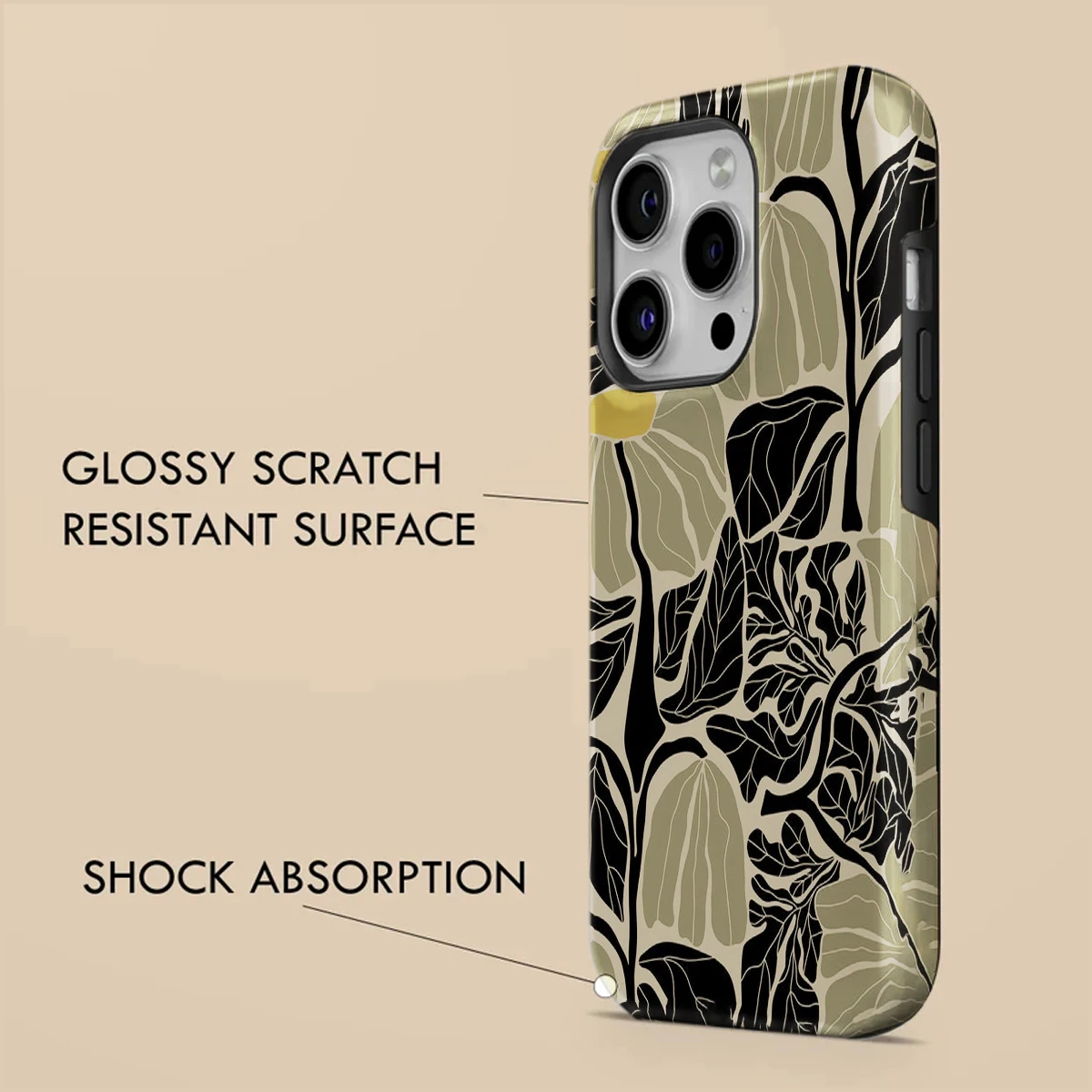 Magnetic Shockproof Phone Case with Abstract Lotus Leaf Design – Hard Acrylic Cover