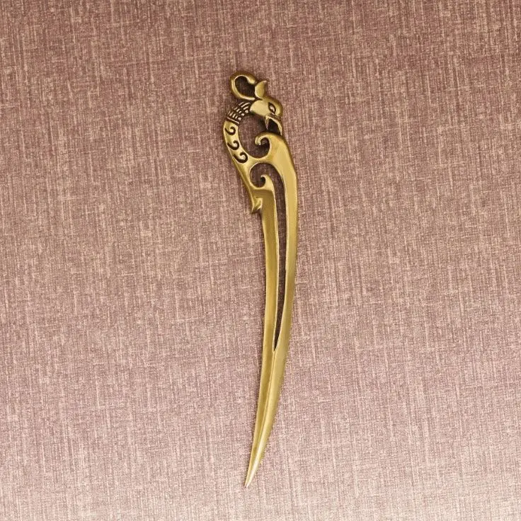 Handmade Phoenix Parrot Design Copper Tea Knife Antique Pu Erh Tea Needle Cone Pry Cake Ceremony Accessories ZE992