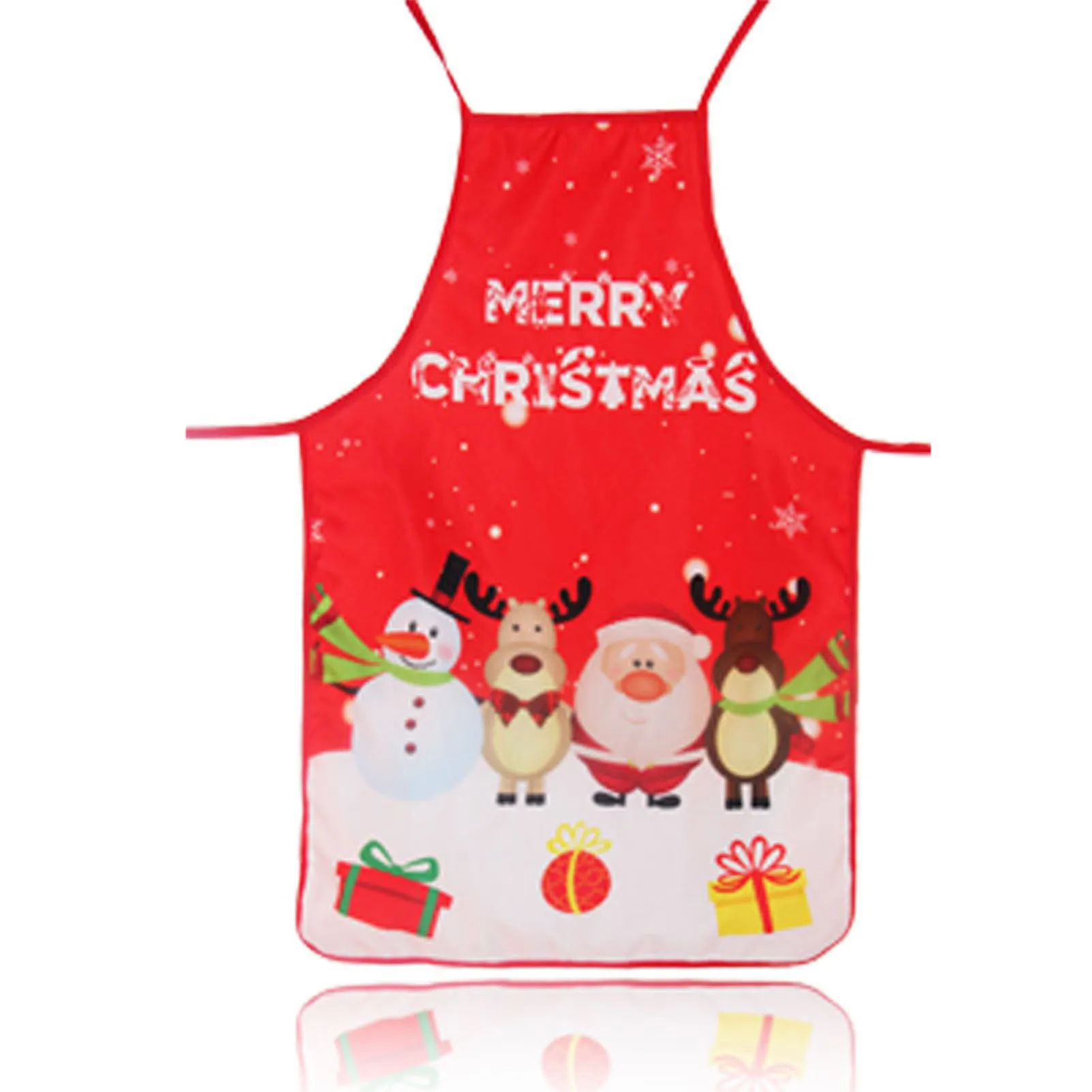 Christmas Kitchen Apron Bib Apron Holiday Grilling Apron with Pattern For Chef Restaurant Home Cleaning