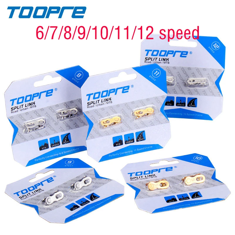 2 Paia Toope Mtb Chain Quick Link Power 12V 11V 10V 9V 8V Blocco Guida Catena Bicicletta 8 9 10 11 12 Speed Squeeze Ciclismo Oro