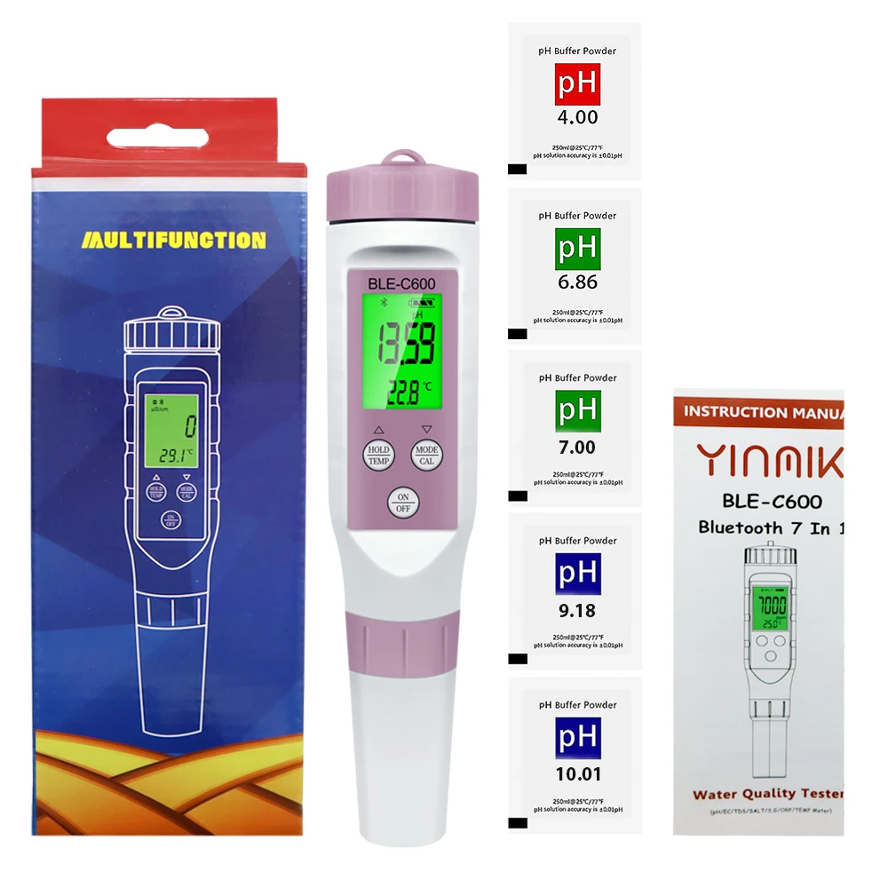 7 in 1 Temp ORP EC TDS Salinity S.G PH Meter Online Blue Tooth Water Quality Tester Mobile APP for Drinking Hydroponic Aquarium screwfix tape measure