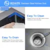 ROVATE 18x18 inch Drop in Kitchen Sink Black Nano Kitchen Bar Sink Top-mount Small Overmount Handmade 304 Stainless Steel Bar 6