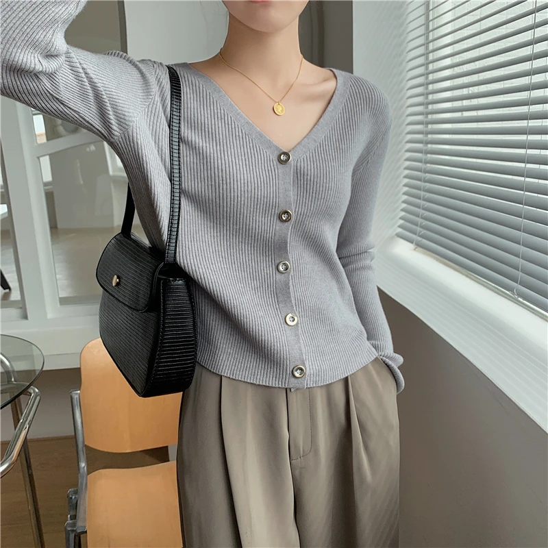 Croysier Cardigan 2021 Fashion Clothes Women Autumn Winter V Neck Long Sleeve Casual Sweater Button Up Knitted Cardigan Sweaters oversized sweaters