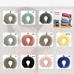 Memory Foam Travel Pillow with Snap Strap and Soft Cover (1PC Random style)