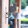 Rustic Cast Iron Cat Wall Hand Cranking Bell Double-sided Farm House Accents For Home Garden Office Bar Outdoor Decoration 4