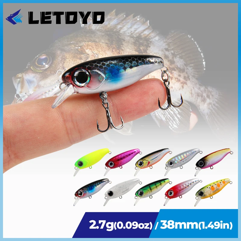 LETOYO, 38mm 2.7g, Mini leurre méné rigide coulant et lent, suspendre l'appât, appât artificiel de type wobbler idéal pour la pêche en mer, au bar ou à la carpe