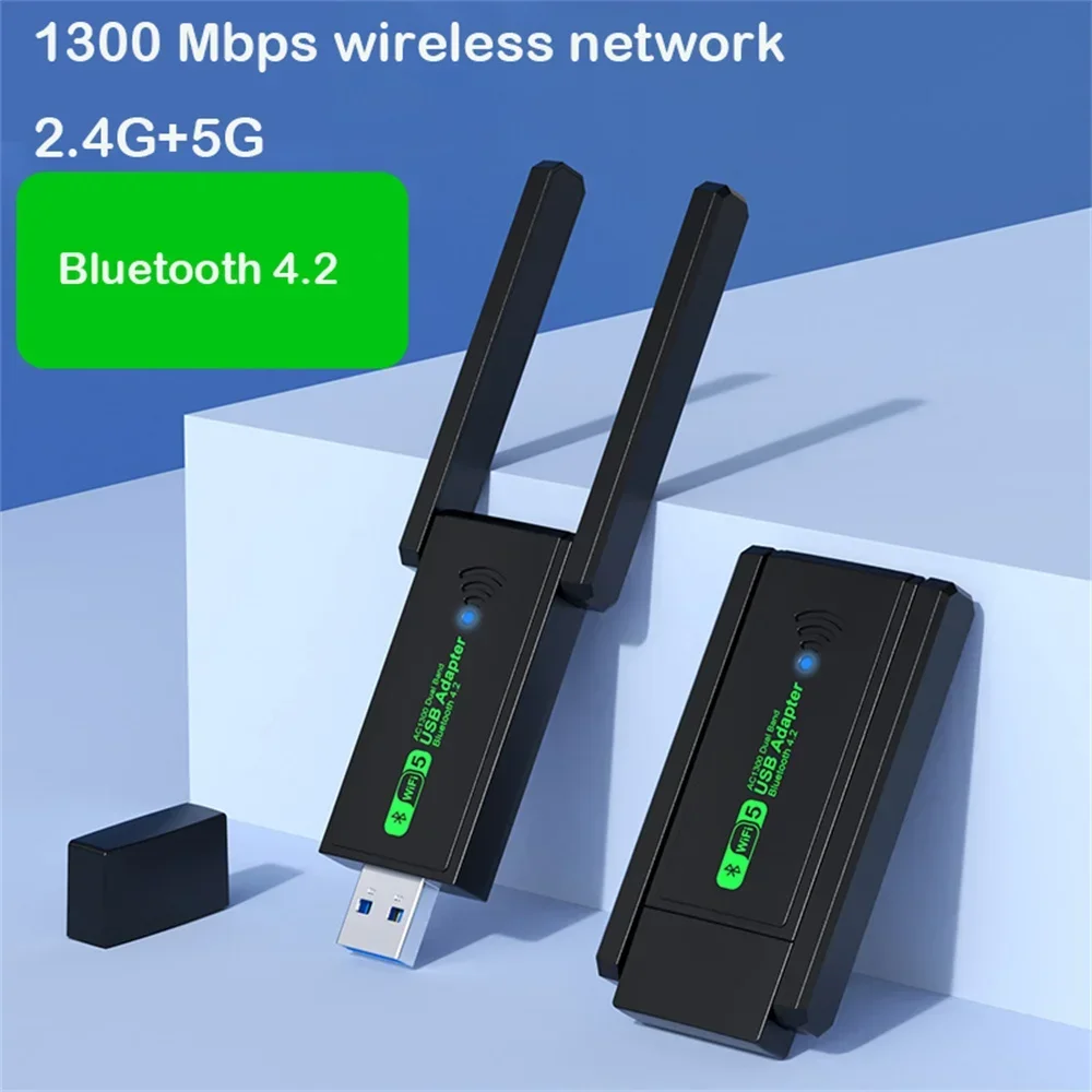 1300Mbps USB 3.0 WiFi 어댑터 네트워크 카드 듀얼 밴드 2.4G/5GHz Bluetooth 4.2 데스크탑 노트북 PC 용 무선 수신기 송신기