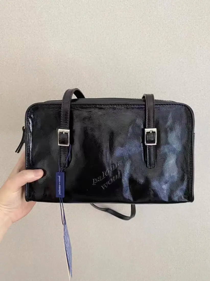 Paloma wool Women's Luxury Brand Oil Wax Cowhide Single Shoulder Crossbody Letter Bag Underarm Bag