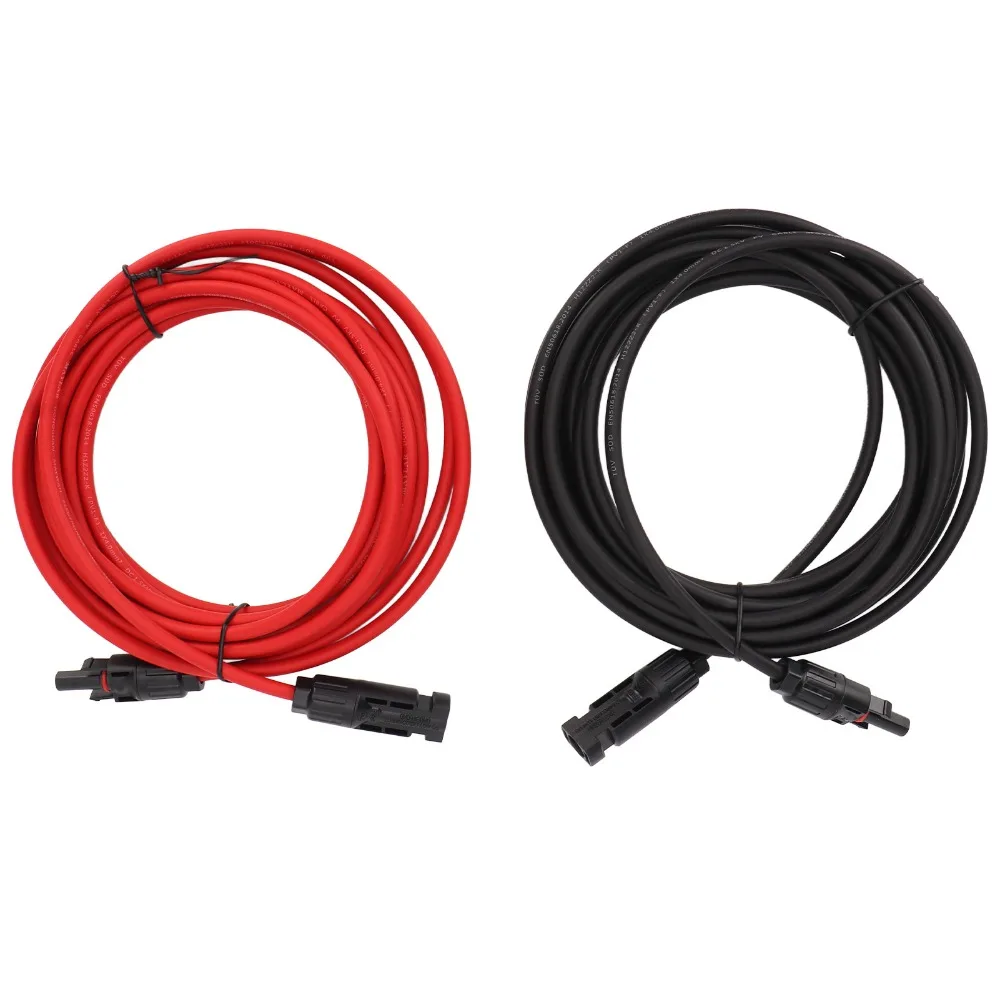 12AWG 와이어 태양광 패널 와이어 검정색 3미터 + 빨간색 3미터 4mm² 직경 태양광 연장 케이블 태양광 패널 배선