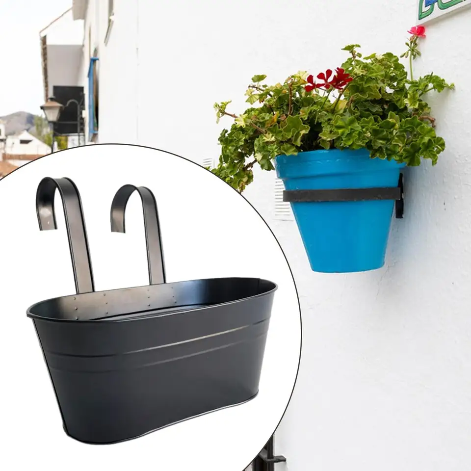 Angoily 2 Cestini Portavasi Sospesi In Ferro Nero | Fioriere Per Ringhiera Balcone, Recinzione E Davanzale