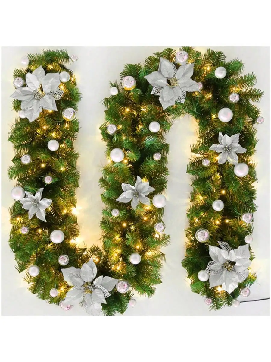 2,7 M Weihnachten LED Rattan Girlande Dekorative Künstliche Blume Kiefer Ornament Weihnachten Party Hause Kamin Tür Treppen Dekor – Detail 12
