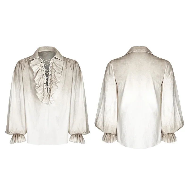 Mens Dress Shirt, Steampunk Loose Long Sleeve Gothic Shirt