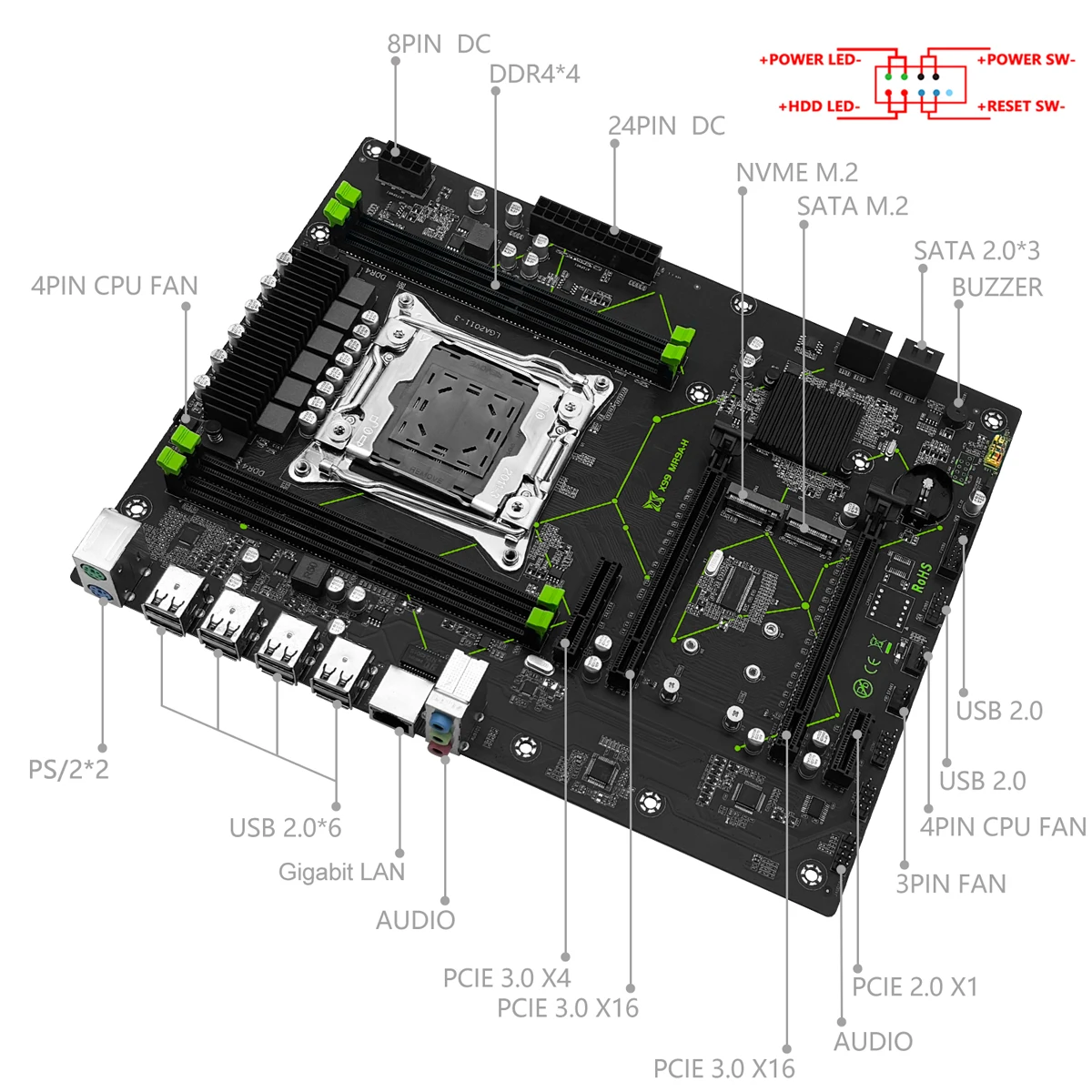 Computer Motherboard Support LGA 2011-3 Xeon E5 V3 V4 CPU Processor DDR4 RAM Memory ATX NVME M.2