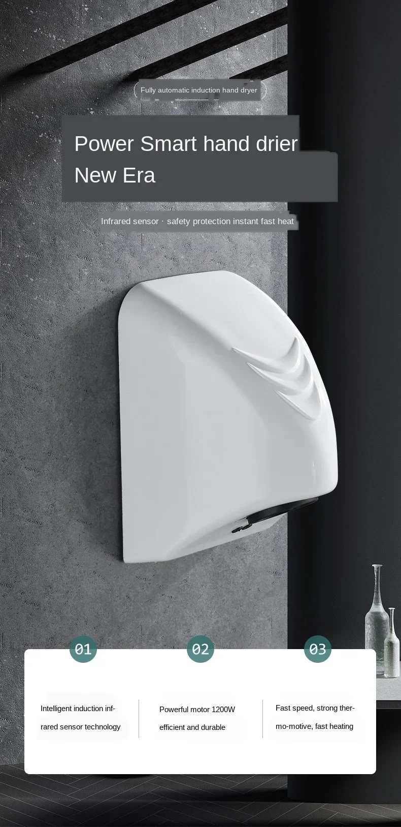 Description Picture 2 of itemHome upgrade bathroom smart hand dryer automatic induction hand dryer bathroom hand dryer hand dryer small hand dryer