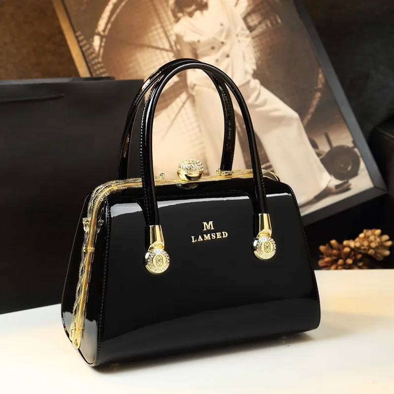 

Women Faux Leather Handbags Crossbody Bag Top Handle Purse Satchel Bag Shiny Patent Shoulder Bag Luxury Handbags