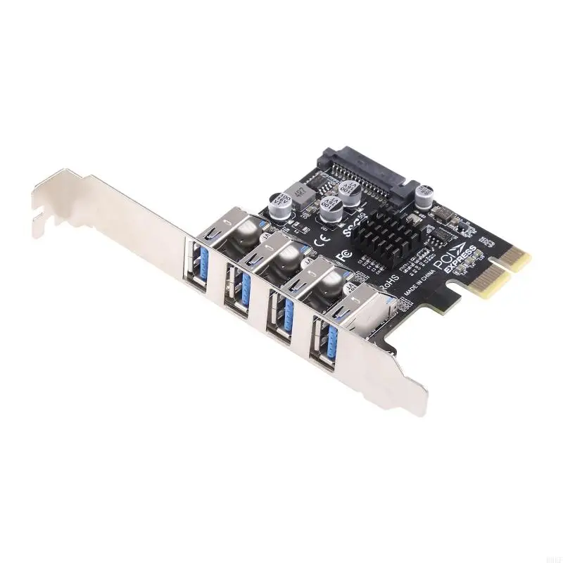 B0KF 4 Port PCI-E To USB HUB PCI for Express Expansion Card Adapter 5 Gbps Speed